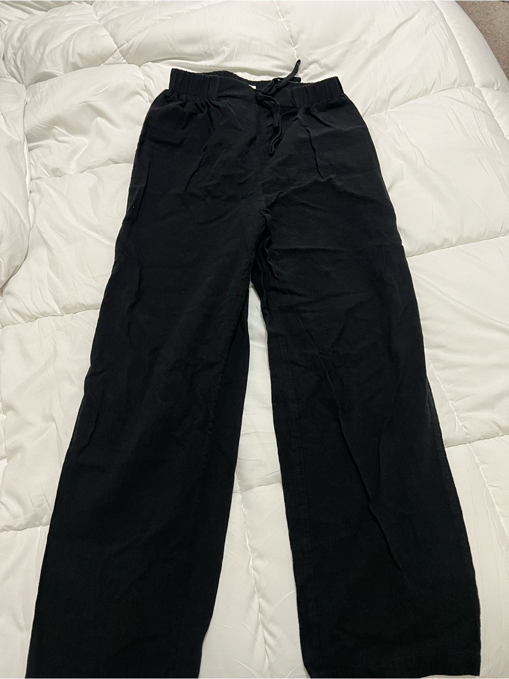 SHEIN Black Elastic Waist Wide-Leg Pants